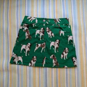 ⭐ Mini Boden Green Jack Russell terrier dog print skirt size 11-12